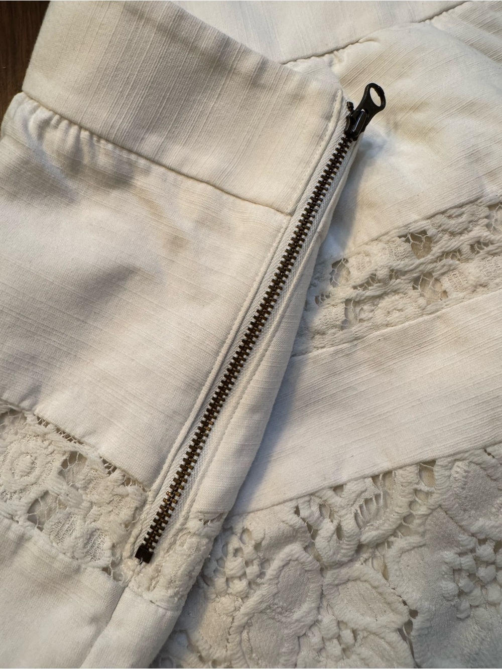 LOFT Cream Lace-Trim A-Line Skirt - Picture 9 of 9
